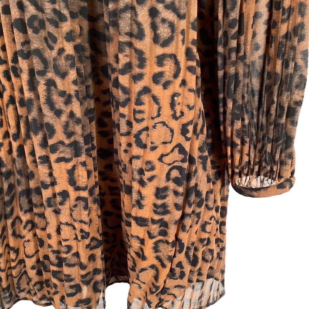 Zara NWT Brown Leopard Print Plisse Style Mesh Layered Top Size XS - Picture 3 of 3